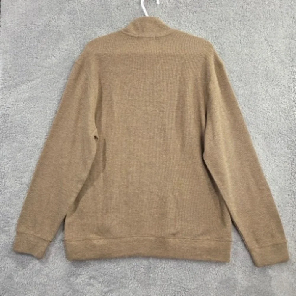 Banana Republic‎ Quarter Zip Men's Large Tan Waffle Knit Cotton Blend Pullover
